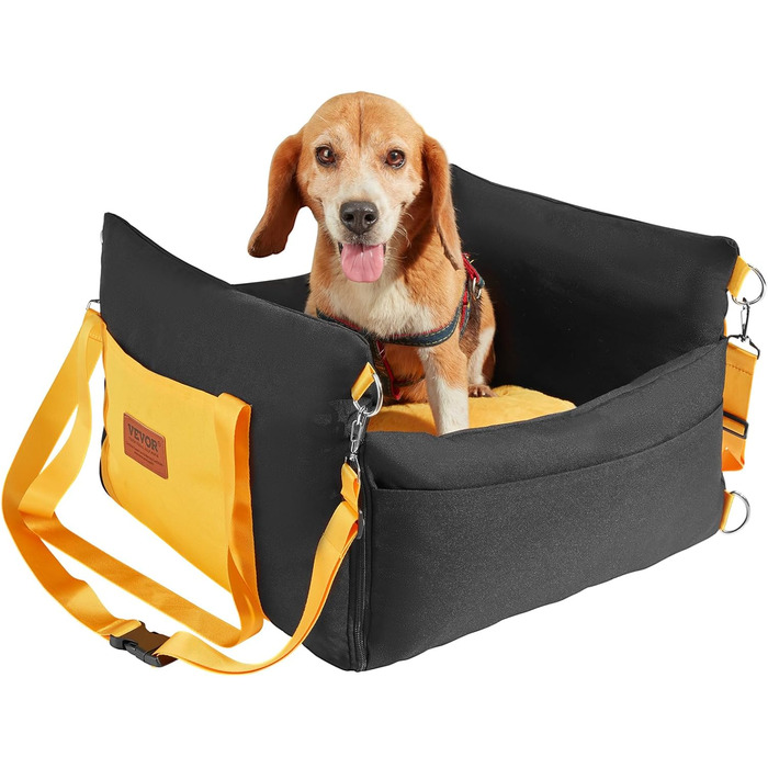 Автокрісло для собак VEVOR, чорне, S - водовідштовхувальне, з кишенею та страхувальним ремінцем