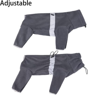 Теплий флісовий одяг для собак, зимовий, з довгими рукавами, чотирилапий, регульований, для маленьких та середніх собак, розмір XS (Сірий)