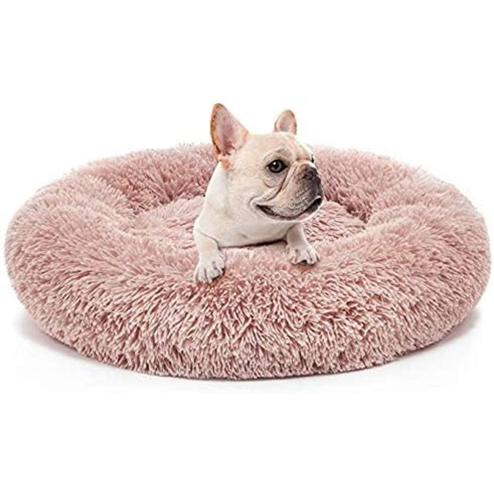 Кругле ліжко для собак та котів Donut, м'яке плюшеве, 80 см, рожеве