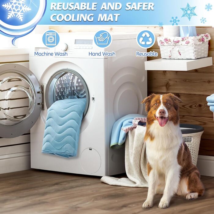 Килимок для собак середніх порід Baodan, 90x60 см, з антиковзною основою, блакитна охолоджувальна підстилка