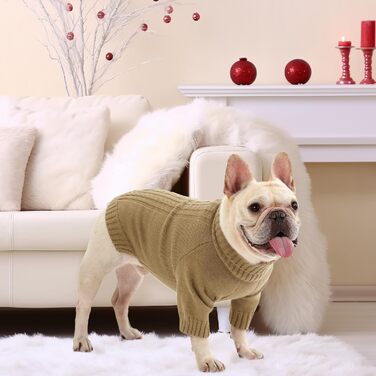 Теплий зимовий пуловер для собак (L, Коричневий) - пуловер для маленьких, середніх собак, цуценят та котів