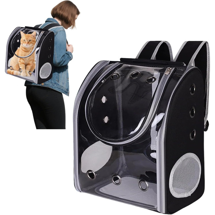 Рюкзак для собак та котів PETCUTE, дихаючий, прозорий, з підкладкою, для подорожей, дозволений авіакомпаніями