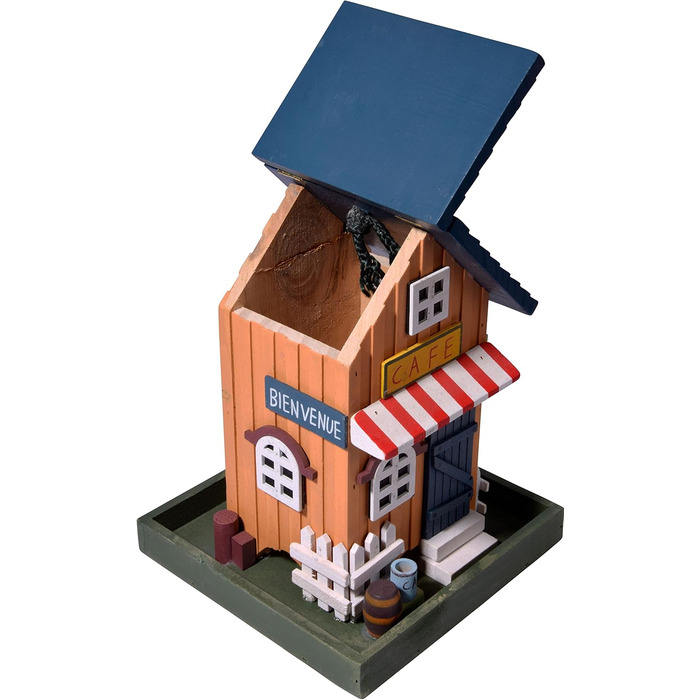 Дім для птахів Dobar® 25119FSC - дерев'яна годівниця для птахів у стилі Вестерн, 18x18x23 см, кольоровий (кафе)