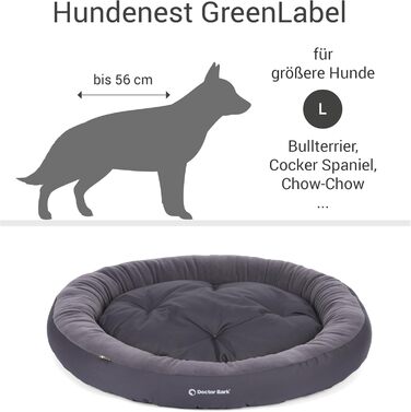 Кругле ліжко для собак середніх порід Doctor Bark GreenLabel, м'яке, плюшеве, з двостороннім подушкою Fleece/Baumwolle, колір кобальтовий (L - 70x60 см)