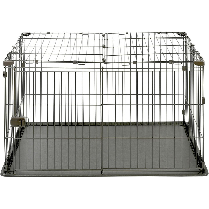 Клітка для собак та котів Iris Ohyama STS-1200TY з дахом та дверима, коричнева, 66 см, з колесами, для собак та кошенят, для використання в приміщенні та на вулиці