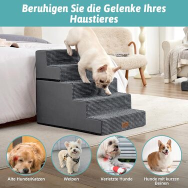 Сходинка для собак COZY KISS, для маленьких собак і котів, з нековзким покриттям, з щільного піноматеріалу, для ліжка, дивану, авто (Чорний & Білий, 7x0x60cm)