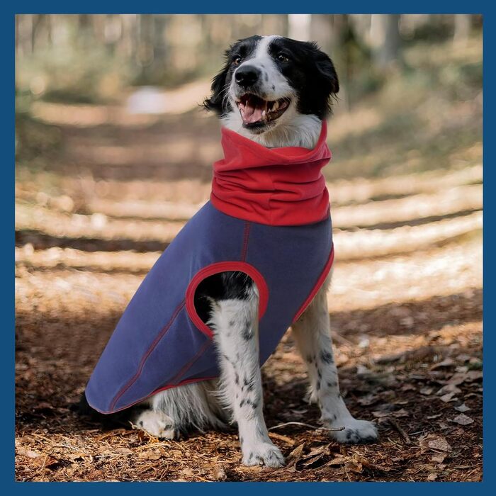 Пуловер для собак IECOii: теплий флісовий пуловер, толстовка, жилетка для собак, нашийник-воріт, сірий, розмір L (обхват грудей 48 см), 2XL (обхват грудей 62 см), темно-синій