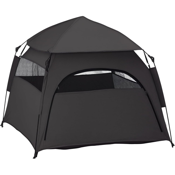 Палатка для собак PawHut - собачий домік, хатинка для котів на вулицю з сіткою, намет-тіпі для собак з сумкою, сонцезахисний дах для двору, вітальні, темно-сірий