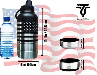 Ізольована пляшка для води для собак TALA TEAM - туристична пляшка з мисками для собак, чорна