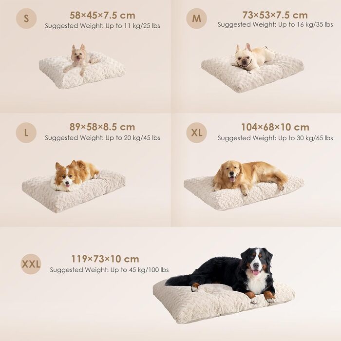 Килимок для собак великих порід, 104x68 см, XL, штучне хутро та льон, Бежевий