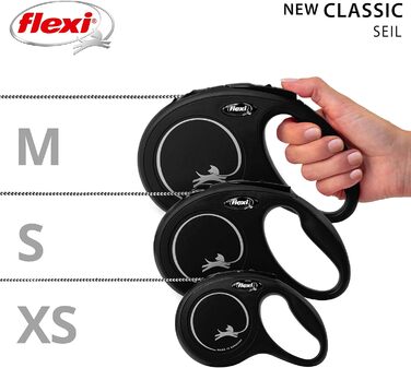 Flexi Classic L рулетка для собак до 50 кг (чорна, M: 8м (<20кг))