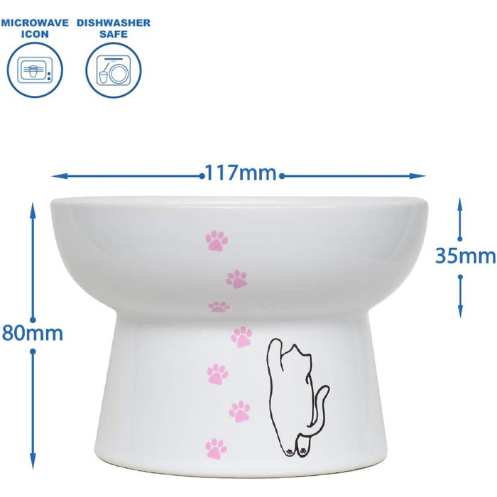 Підвищений годівниця для котів з порцеляни, антизворотний клапан, для вологого та сухого корму, безпечна та безстресова