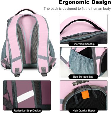 PETCUTE Рюкзак для тварин, рюкзак для собак, дихаючий та складаний рюкзак для котів з внутрішньою страховою стропою, світловідбиваючими смугами, рюкзак для собак з виймальною підстилкою, до 8 кг (Рожевий)