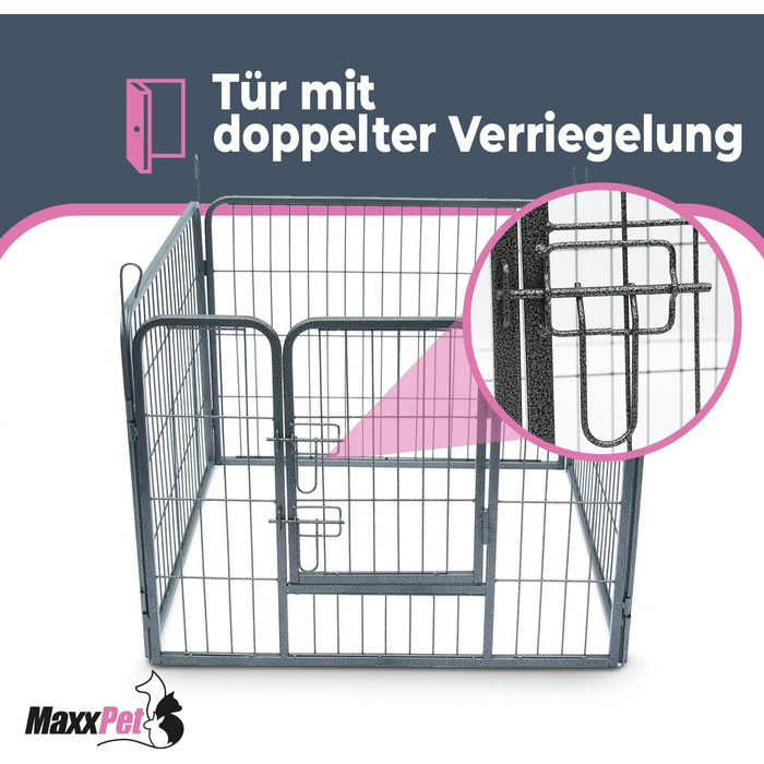 MaxxPet манеж для цуценят, складаний металевий вольєр 101x79 см, 4 секції, регульований, огорожа для собак, високоякісна сталь
