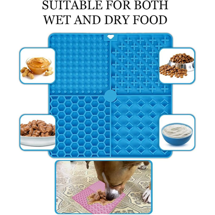 Килимок для собак з міцними присосками, заспокоює, преміум-якість, 2 шт., з лопаткою та щіткою, повільний годівник, підходить для купання, дресирування та догляду, блакитний