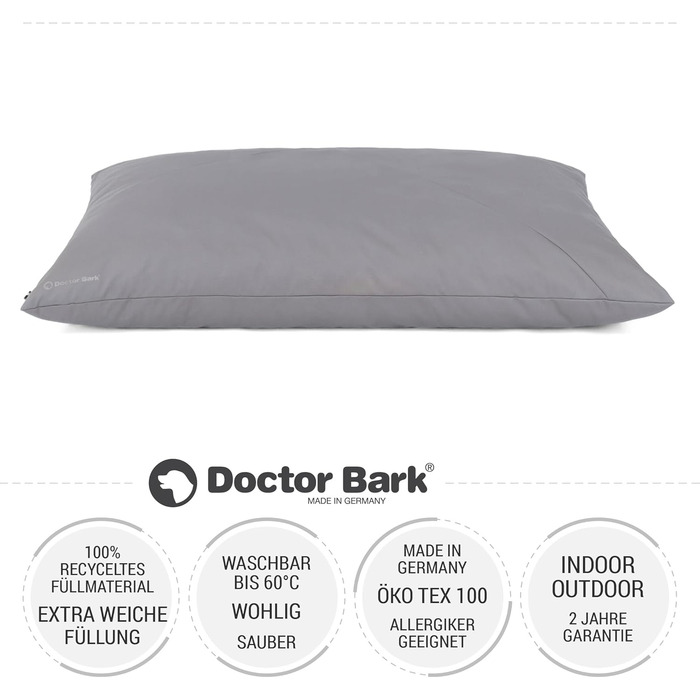М'яке ліжко для собак великих порід Doctor Bark GreenLabel: велике, зручне, легко миється, світло-сірий колір
