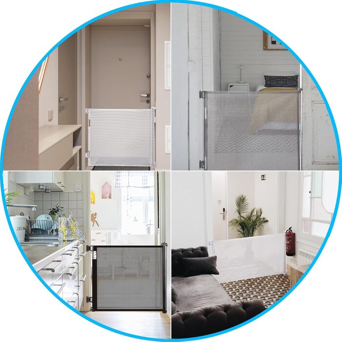 Захист для сходів з замком, розтяжне захисне ворота для дітей та собак, ширина 150 см, висота 83 см, сірий