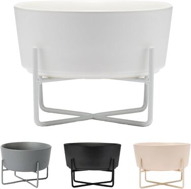 Підставка для годівлі собак Waggo з мискою - керамічна миска, підставка з металу, піднята годівниця для тварин (маленька, матово-біла)