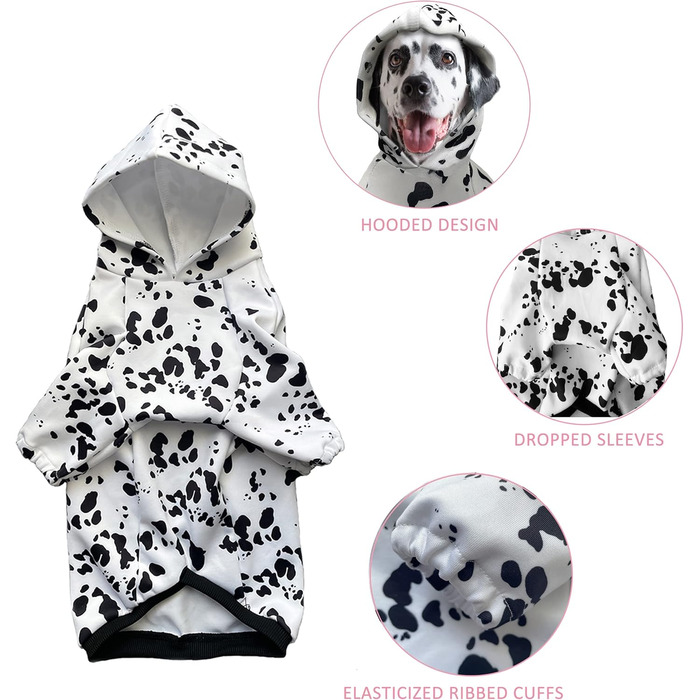 Світшот з капюшоном для собак Далматинець, M (12-20 фунтів), костюм на Хелловін