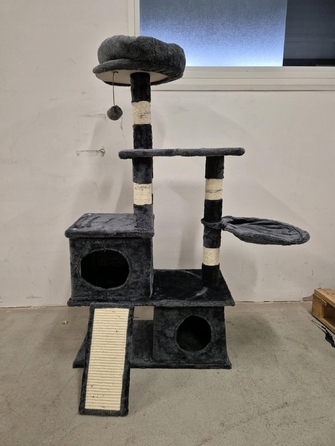 Ігровий комплекс для котів: будинок-драпак з 5 рівнями та стовпчиками, 115 см (F200)