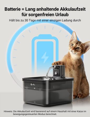 Бездротовий фонтан для котів DownyPaws 2,5 л з датчиком руху чорний