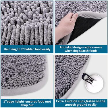 Килимок для собак, розвиваючий, для нюхання, миючий, нековзний, 43 x 53 см, сірий