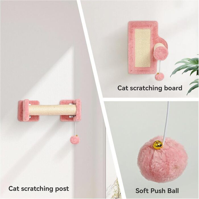 Комплекс для котів BYBYME з гамаком, ліжком та каналом, 6 предметів, рожевий