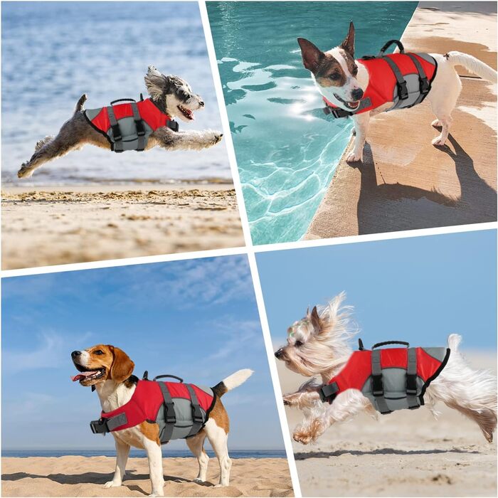 Жилет для собак, що плаває, червоний X-Small: безпечний жилет для плавання з рятувальним ручним захопленням для собак маленьких, середніх та великих порід