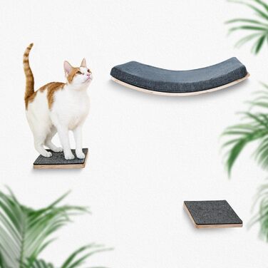 Стіна для лазіння котів Catvantage з натуральної сосни – комплект: лежак, 2 сходинки, кріплення – комфортний і м'який котячий аксесуар
