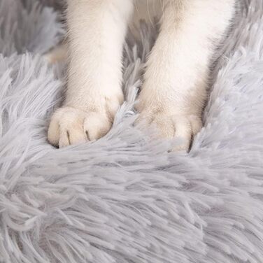 М'яке ліжко для собак та котів, кругла, з водонепроникним дном, 35 см (37x37x13 см), світло-сіра