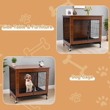 Будка для собак з дерева XXL, внутрішня, на коліщатках, для великих собак