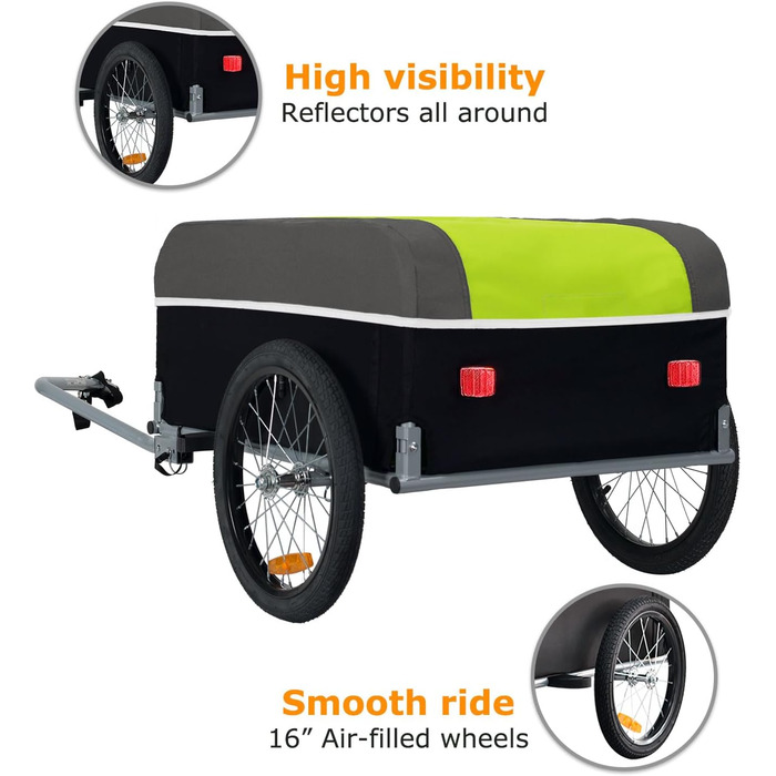 Фahrrad Lastenanhänger Tiggo Cargo II: вантажний велосипедний причіп, 130 літрів, зелений, складна конструкція