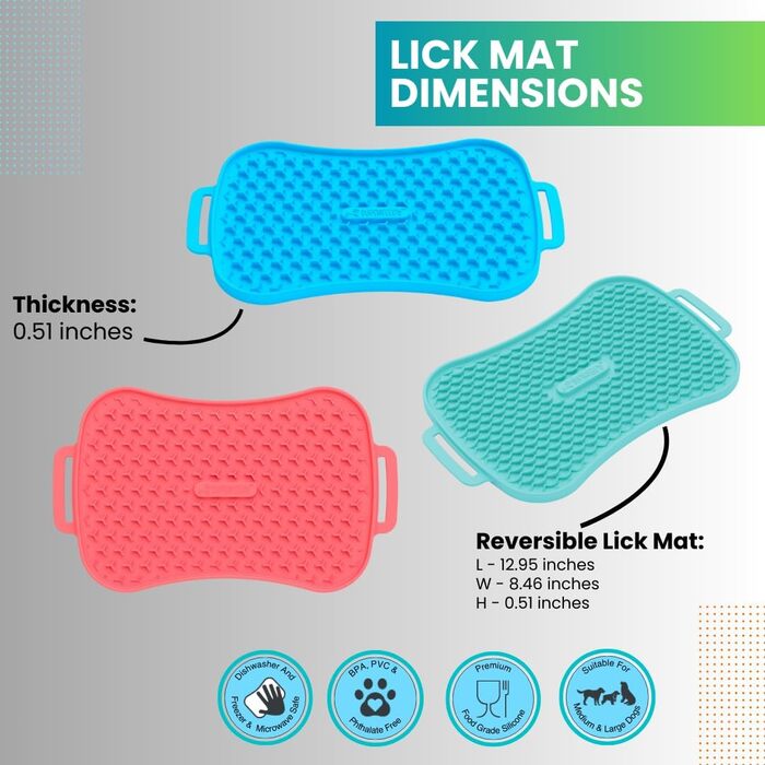 Килимок для собак Marley Reversible Lick Mat: силікон, повільне годування, антиковзаюча поверхня, блакитний колір