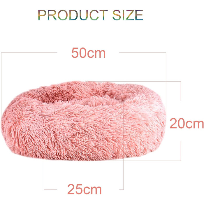 М'яке ліжко для котів та собак: кругле, плюшеве, 70см та 50см, біле та рожеве
