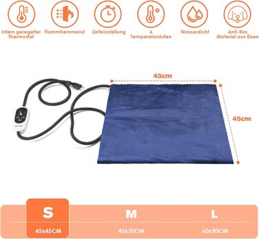 Килимок для підігріву домашніх тварин, великих собак та котів, з регулюванням часу та температури, 60 x 90 см