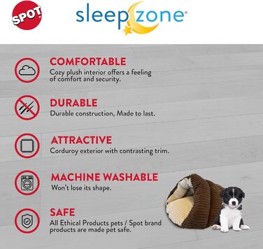Будиночок-лежак Sleep Zone для котів і маленьких собак, м'який, зносостійкий, світло-коричневий, для домашніх улюбленців до 4,5 кг і 30 см, праний