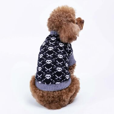 Светр на Halloween для собак Cutebone з принтом піратського черепа, одяг для маленьких собак, зручні світшоти, нашийник для повідка DS39L-DE L
