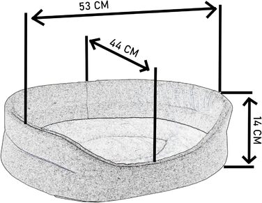 Крісло-лежанка для собак та котів SuperKissen24 - овальне, 71x60 см, сірий льон, водонепроникне, з сертифікатом Oeko-Tex