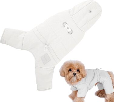 Зимова куртка для собак, тепла флісова куртка для маленьких собак, тепла зимова одіяння для тварин (білий, S)