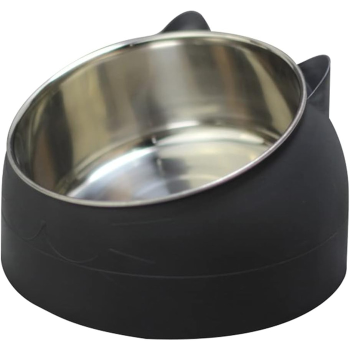 Набір з 2 мисок для котів з нержавіючої сталі, 200 мл (чорний + білий)