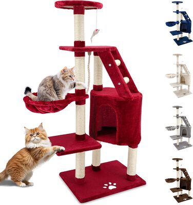 Дряпак для котів Beltom® Kratzbaum з платформою для ігор, 120 см (Вишневий)