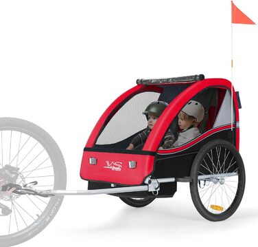 Дитячий причіп Tiggo VS 2-в-1: причіп для велосипеда та коляска-візок, червоний