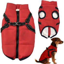 Водонепроникний собачий плащ з шлейкою, зимова тепла флісова куртка для середніх та великих собак, світловідбиваючий вітрозахисний собачий костюм (оливковий, M) Оливковий – L