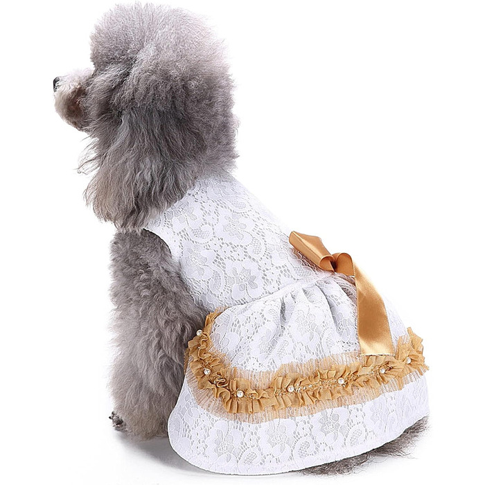 Сукня для собак LifeWheel: елегантний наряд для маленьких та середніх собак, цуценят. Сукня принцеси з мереживом, тепла, для святкування (Halloween, Різдво, весілля) - білий колір.