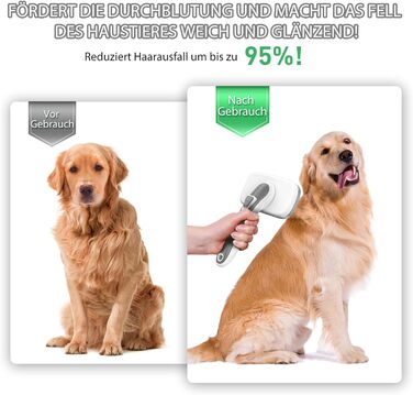 Щітка для вичісування шерсті самоочищувана, для собак та котів з довгою та короткою шерстю, сіра