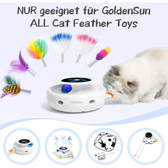 Іграшка для котів GoldenSun 3 в 1: електрична, інтерактивна, автоматична. Whack-A-Mole, метелик, м'ячик, USB, 6 насадок, A-Weiß (Y-12 шт.)