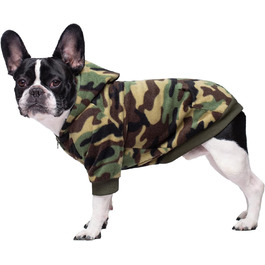 Худі для собак Французького бульдога з кишенями. Теплий пуловер з флісу для маленьких собак, чихуахуа, котів. Камуфляж, XS