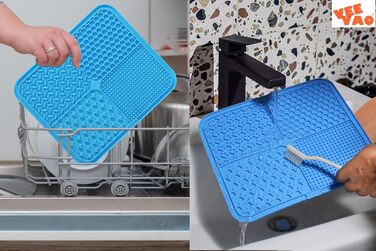 Килимок для собак великих порід VEEVAO XL, 30,5 x 25,4 см, силікон харчового класу, з присосками, для заспокоєння, блакитний