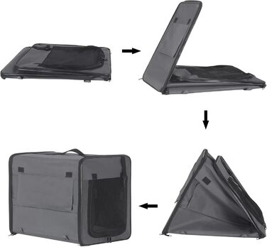 Складана переноска для собак та котів, авто-переноска для тварин, сіра, 46x36x41 см