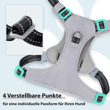 Шлейка для собак Huntboo Anti-Zug, проти вислизання, для малих, середніх та великих собак, не тягне, з світловідбиваючими елементами та 2 карабінами, не дає змогу душитися, регульована для тренувань та бігу (Чорний, S)